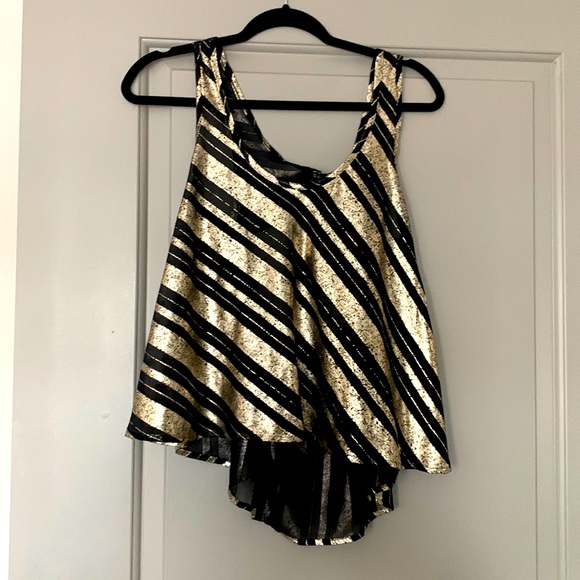 Black and Gold Striped Sheer Top - Picture 1 of 4